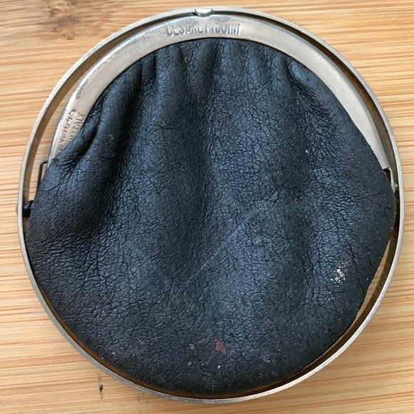 Cesare Piccini Handbags - Cesare Piccini || Vintage Made in Italy Black Leather Silver Sphere Coin Purse